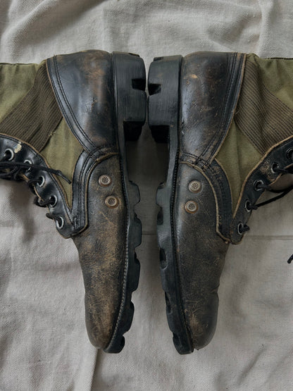 Vintage Military Green / Black Leather Jungle Boots (Men’s 8) Distressed