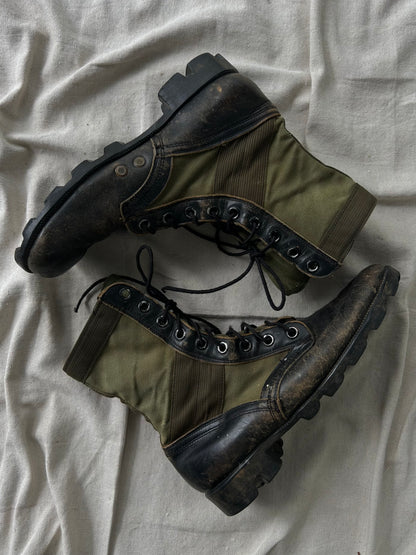 Vintage Military Green / Black Leather Jungle Boots (Men’s 8) Distressed