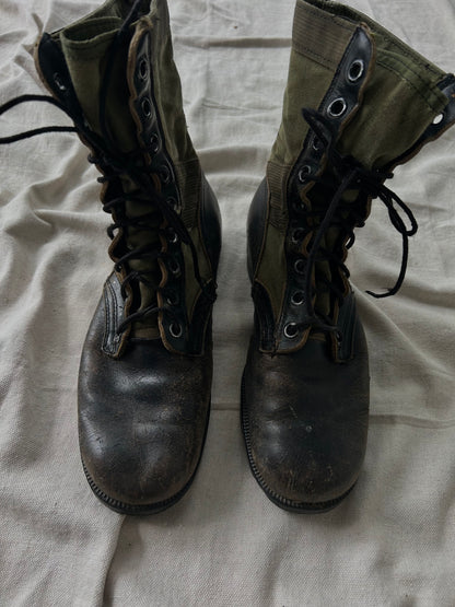 Vintage Military Green / Black Leather Jungle Boots (Men’s 8) Distressed